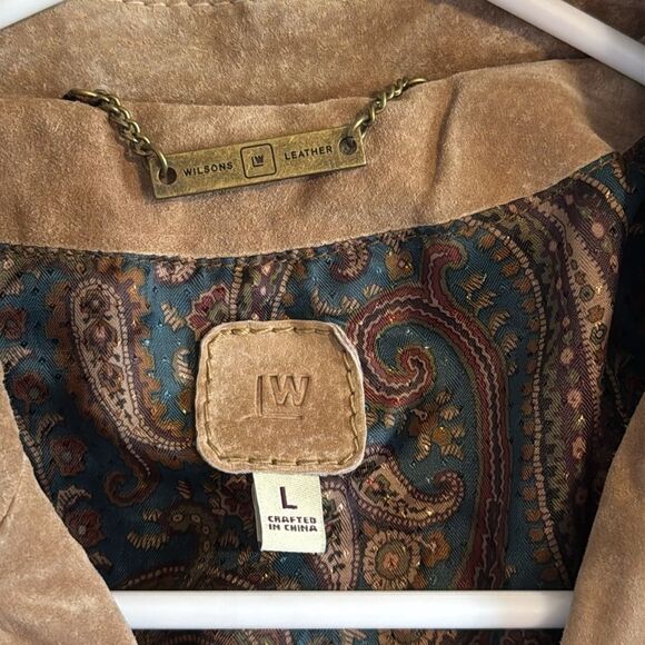 Vtg Wilsons Leather Women's Tan Brown Suede Blazer jacket size large cute 90s - Picture 4 of 10